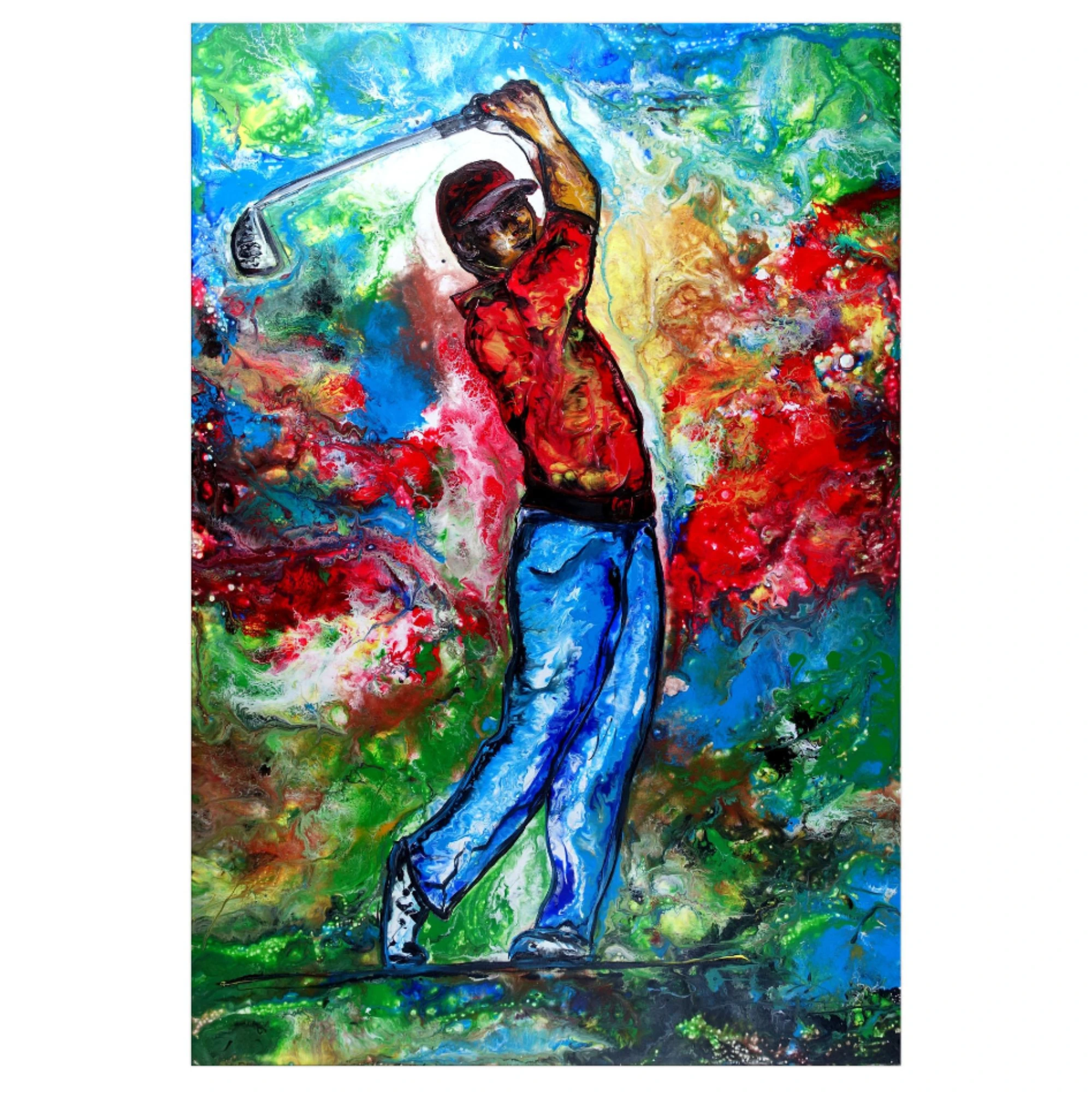 Golfer Golf Bilder Leinwand handgemalt Acrylgemälde Original 